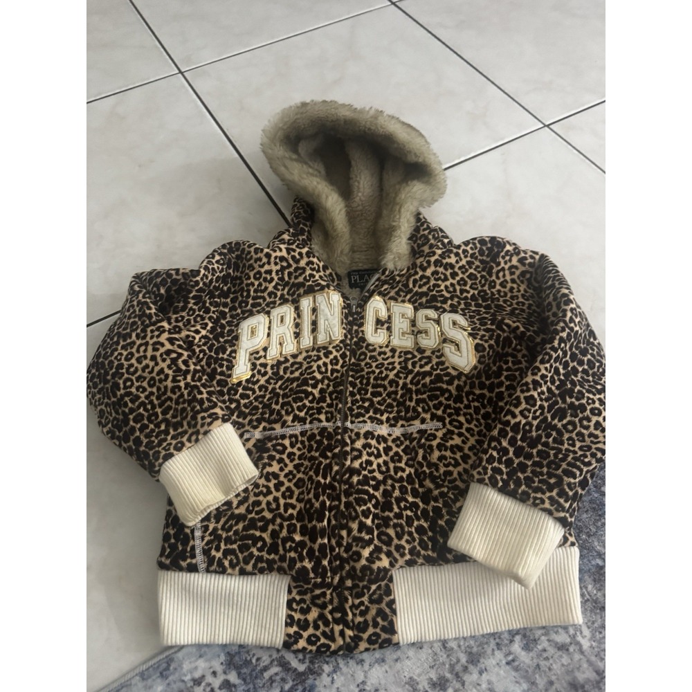 Vintage The Children's Place Leopard Princess Fur Sherpa Jacket Y2K Girls 10/12